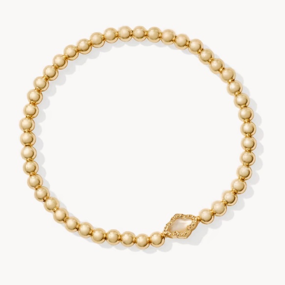 Kendra Scott Abbie Gold Beaded Stretch Bracelet in Natural Mother-of-Pearl - Picture 1 of 5